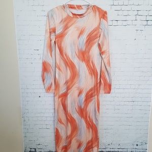 Miss ord Sexy High Neck Long Sleeve Print Evening
